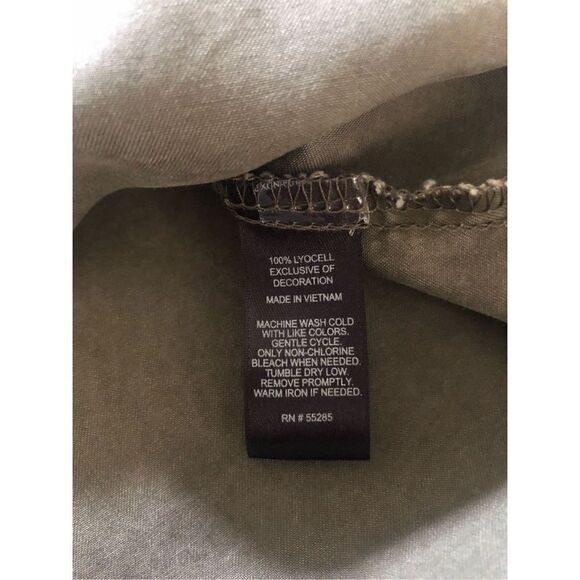 Express Womens Olive Lace Up Front Tassel Long Sleeve Shirt Top Size P/S - Picture 12 of 12